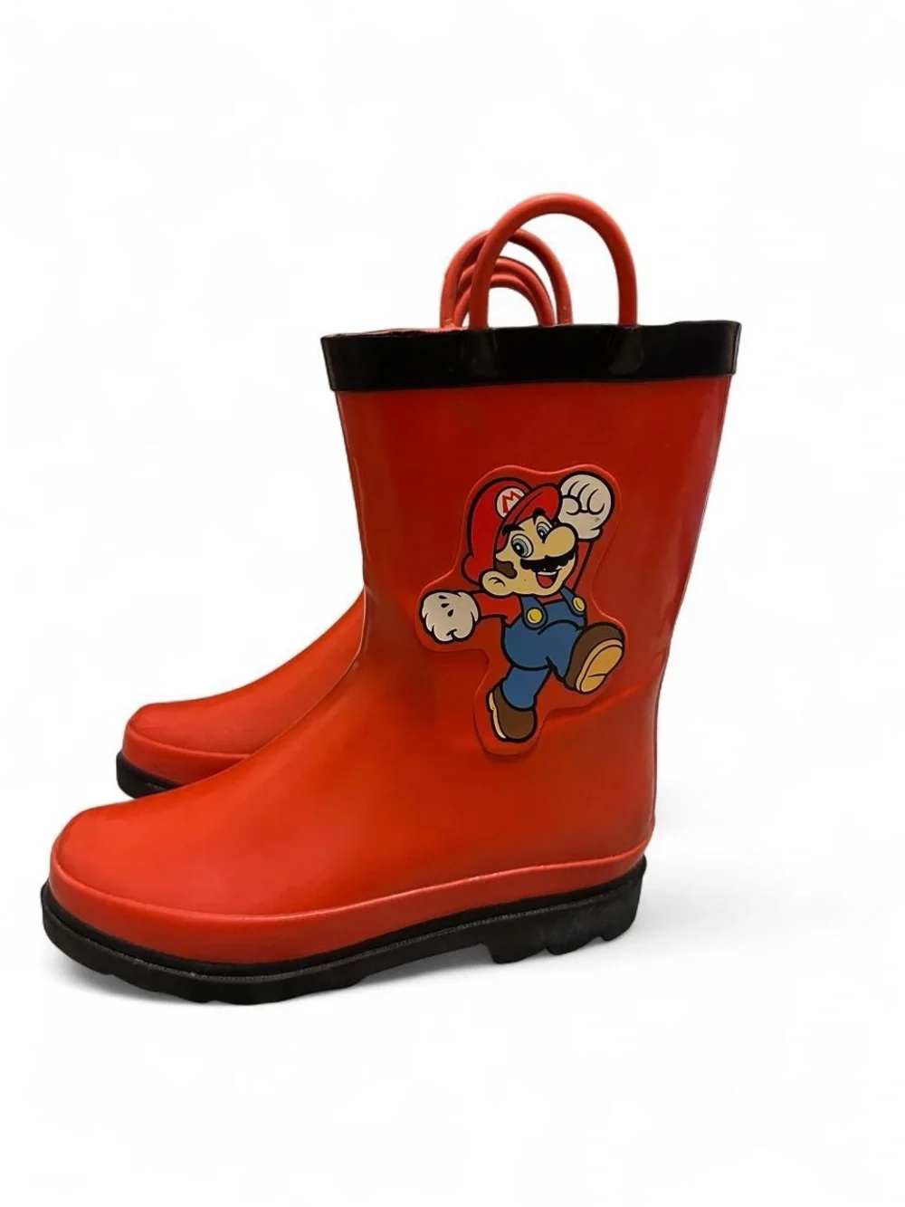 Nintendo Super Mario Kids Red Rain Boots With Black Trim Size 13